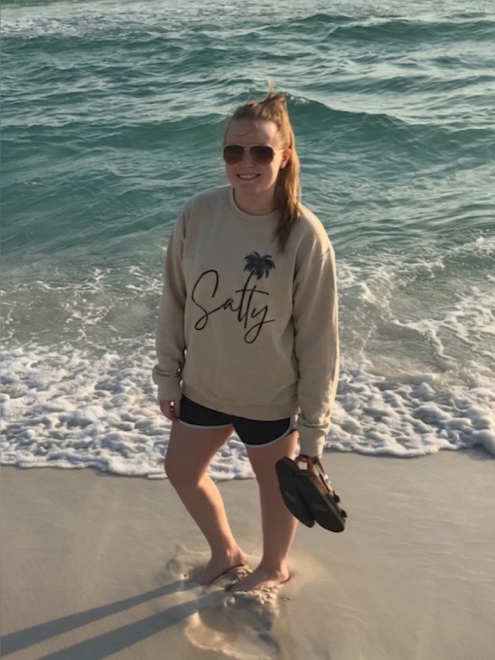 Gildan Cream Sweatshirt with Black 'Salty' Script